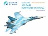 Quinta Studio QD+72183 Su-27 3D-Printed & coloured Interior on decal paper (Trumpeter) (with 3D-printed resin part) 1/72